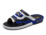 รองเท้าแตะ SKF-37 หนังนิ่มดำ-กลับน้ำเงิน-นิ่มขาว